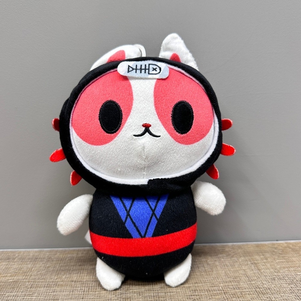Good Stuff Ninja Cat Plush White Black Red Soft Stuffed Animal Toy 7 inch